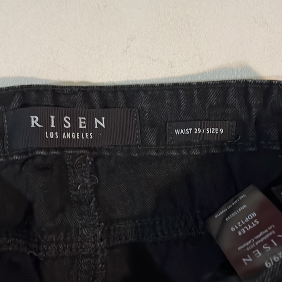 NWT Risen jeans high-waist black straight leg jeans black frayed hem - Picture 12 of 14